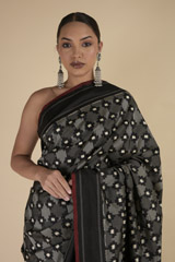 Black Ikat Saree_DTR0159