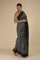 Black Ikat Saree_DTR0162