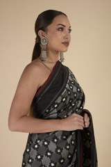 Black Ikat Saree_DTR0163
