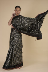 Black Ikat Saree_DTR0164