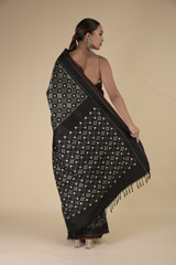 Black Ikat Saree_DTR0165