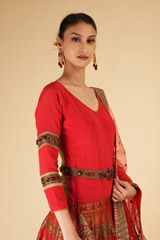 Red Banarasi Anarkali SetDSC07041