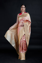 Pink Geometric Floral Banarasi Saree2496_video