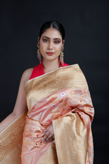 Pink Geometric Floral Banarasi Saree_MG_9131