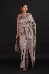 Grey Floral Banarasi Saree2497_video