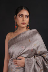 Grey Floral Banarasi SareeIMG_9431