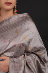Grey Floral Banarasi SareeIMG_9432