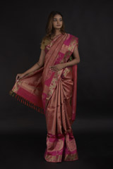 Pink Peacock Saree