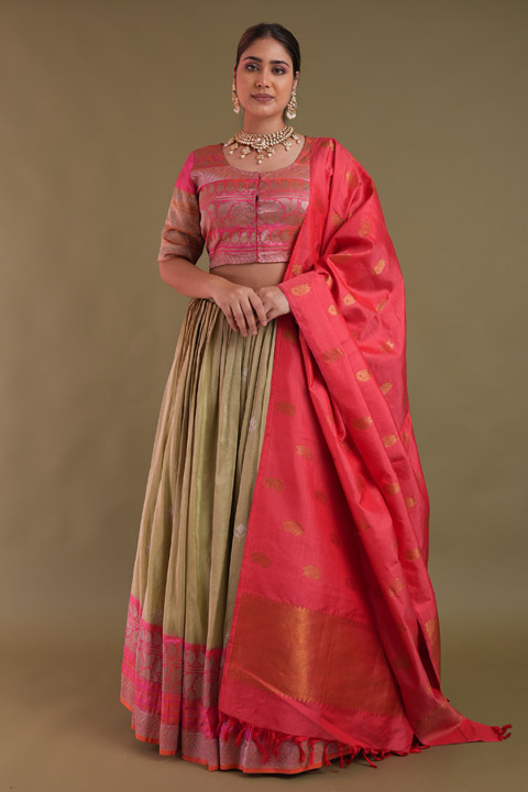 Beige Banarasi Lehenga