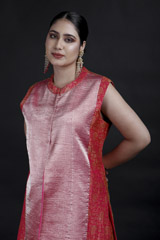 Coral Pink Banarasi Top Bottom Set_MG_9162