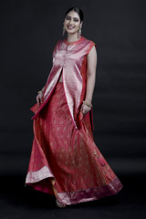 Coral Pink Banarasi Top Bottom Set_MG_9169