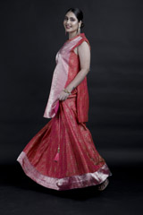 Coral Pink Banarasi Top Bottom Set_MG_9175