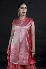 Coral Pink Banarasi Top Bottom Set_MG_9183