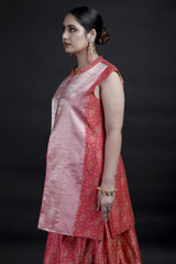 Coral Pink Banarasi Top Bottom Set_MG_9184