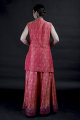 Coral Pink Banarasi Top Bottom Set_MG_9188