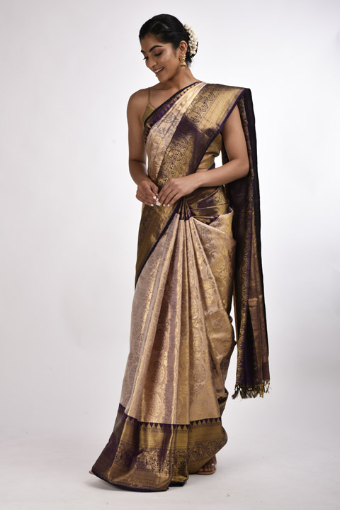 Beige Silk Saree