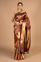 Marron Circle Motif Saree