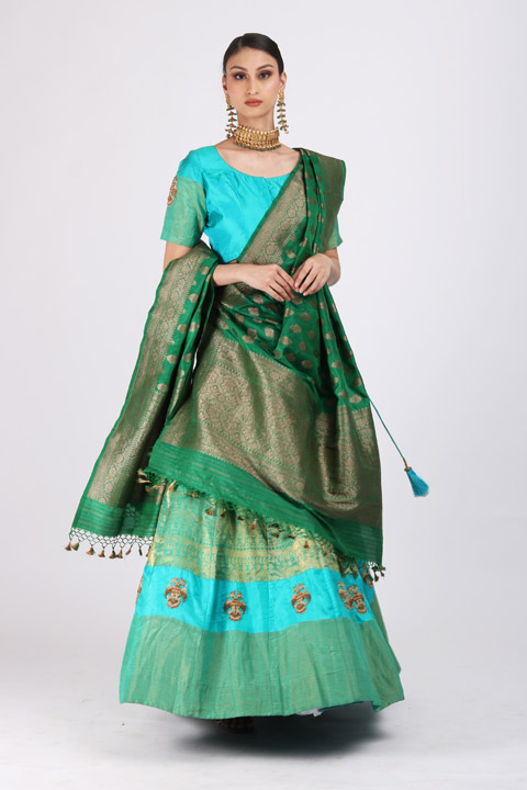 Green Zardosi Lehenga