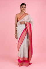 White Check Saree