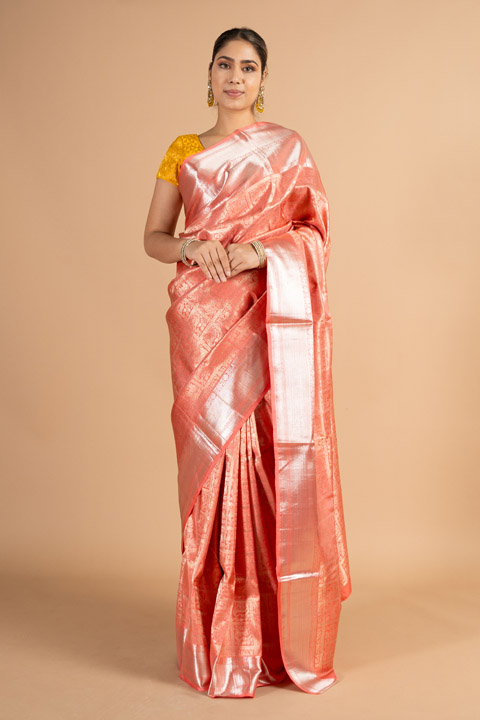 Coral Silk Saree