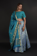 Blue Banarasi Kanchi Lehenga