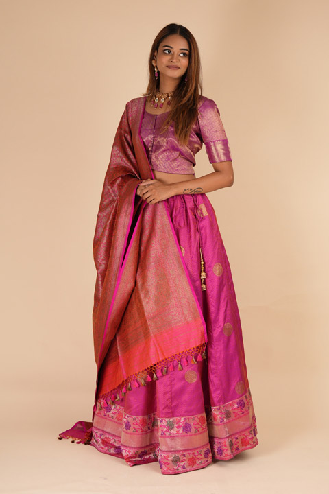 Pink Banarasi Lehenga