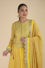 Mustard Embroidered Anarkali Set_DTR2706