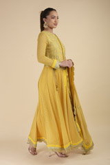 Mustard Embroidered Anarkali Set_DTR2708