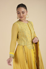 Mustard Embroidered Anarkali Set_DTR2709