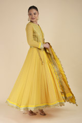 Mustard Embroidered Anarkali Set_DTR2711