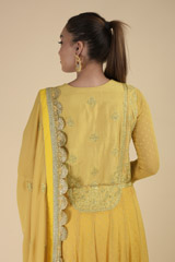 Mustard Embroidered Anarkali Set_DTR2712