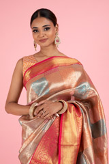 Pink and Golden Silk SareeDSC03227