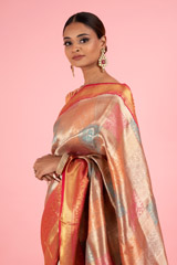 Pink and Golden Silk SareeDSC03228