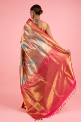 Pink and Golden Silk SareeDSC03233