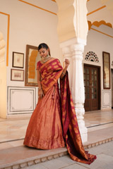 Red Kanchivaram Lehenga
