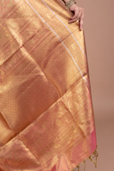 Coral And Golden Silk SareeDSC06050