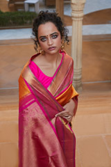 Yellow Saree with Pink Border2