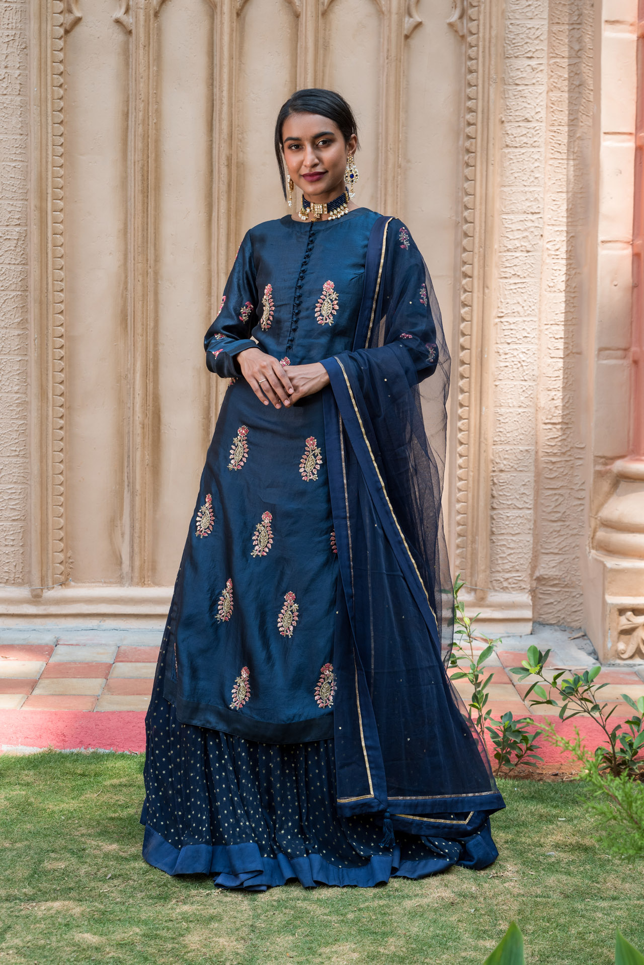 4. BLUE ZARDOZI SILK LEHENGA KURTA