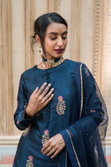 Blue Zardozi Silk Kurta Lehenga_DSC0894-Edit