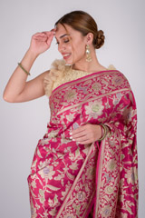 Pink Floral Banarasi Saree_DSC2292