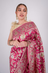 Pink Floral Banarasi Saree_DSC2293