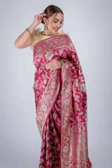 Pink Floral Banarasi Saree_DSC2297