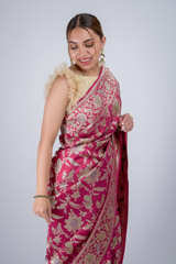 Pink Floral Banarasi Saree_DSC2302