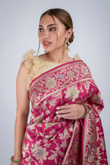 Pink Floral Banarasi Saree_DSC2303