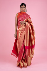 Red Golden Zari Saree
