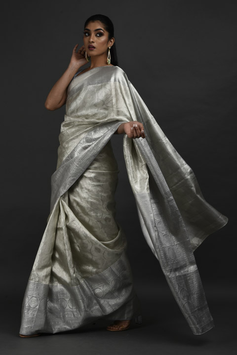 Silver Silk Saree