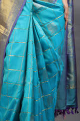 Blue Silk Saree With Golden BorderIMG_6602
