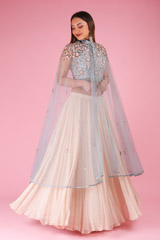Peach  And  Grey Cape With Skirt