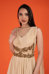 Peach And Grey Drape GownDSC02788