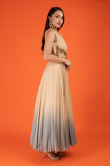 Peach And Grey Drape GownDSC02793